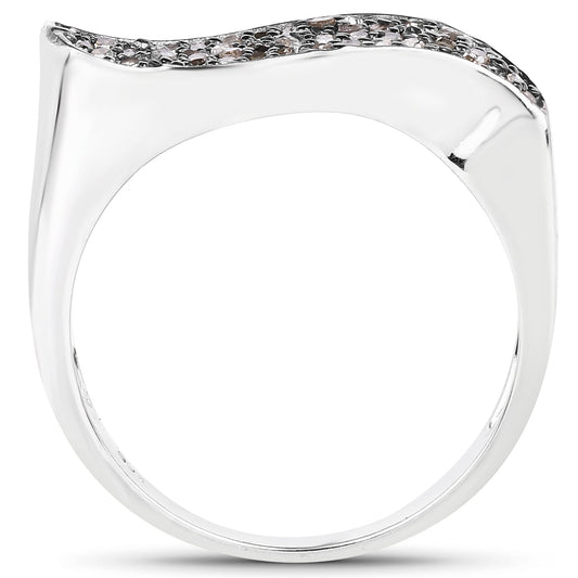 0.21 Carat Genuine Champagne Diamond .925 Sterling Silver Ring