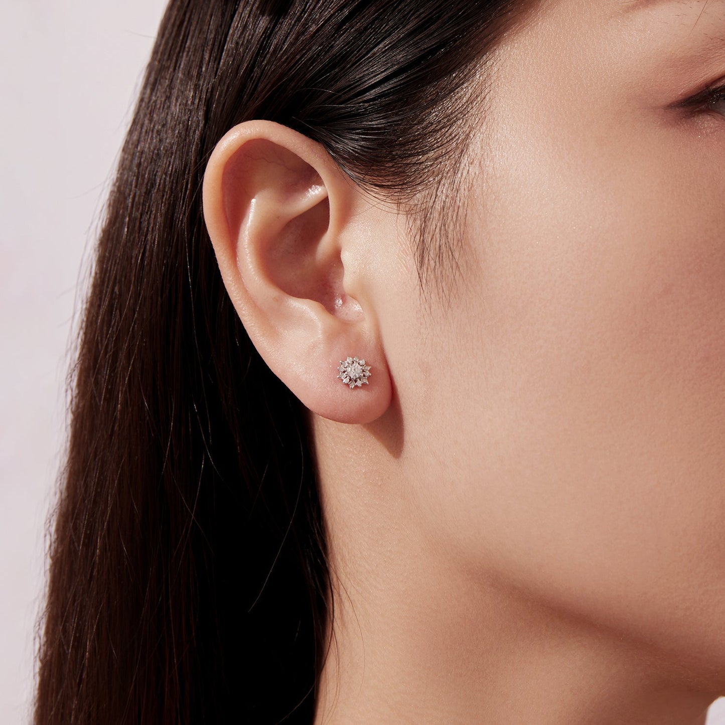 925 Sterling Silver White Gold Plated 0.7cm Pavé Set CZ Earrings for Women