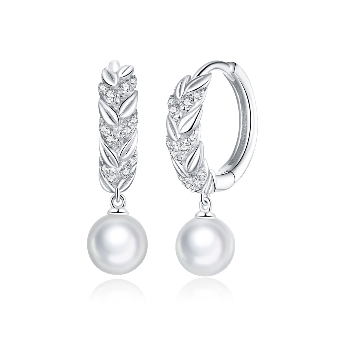 925 Sterling Silver Earrings with Quality Shell Pearl and CZ