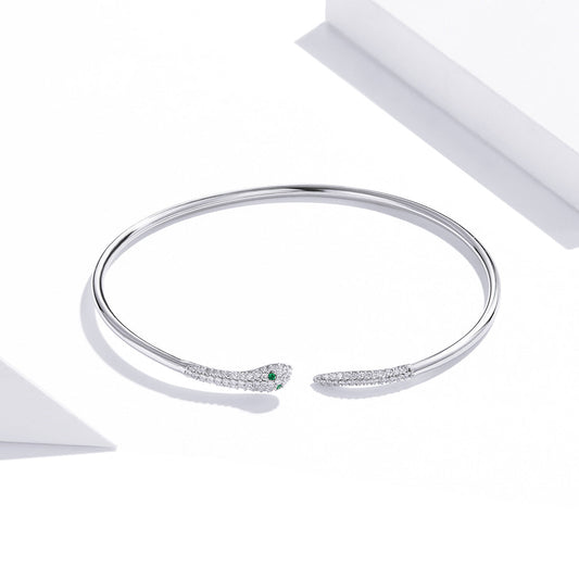 S925 Sterling Silver Bracelet with Pavé Setting CZ 6cm Diameter for Women