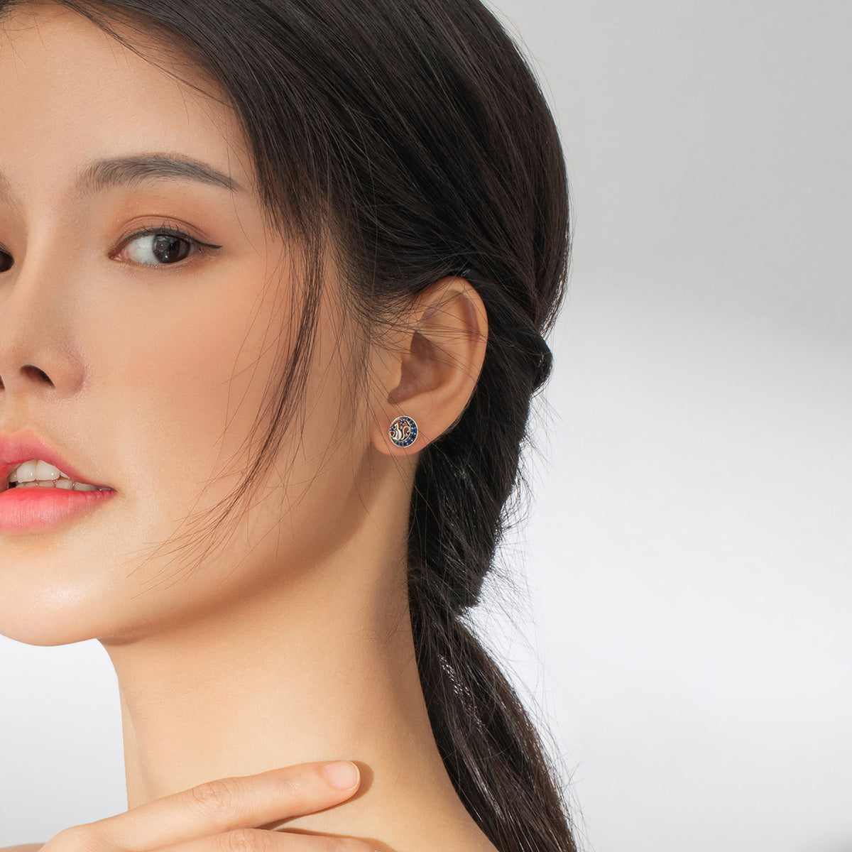 925 Sterling Silver Oxidized CZ Pavé Earrings