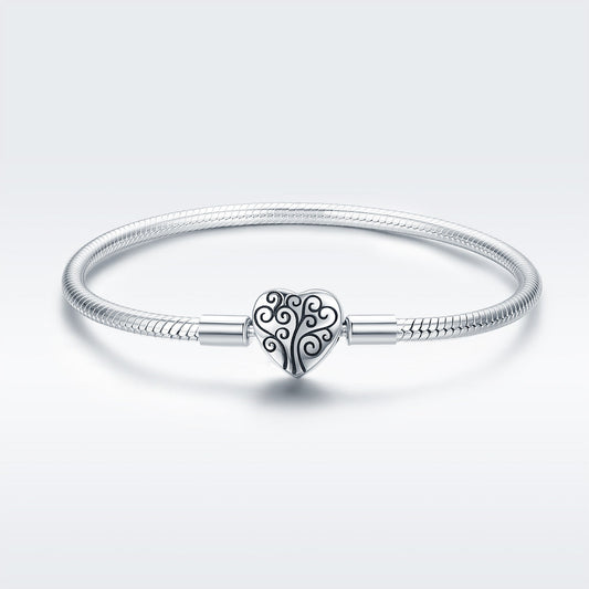 SCB 925 Sterling Silver Bracelet in Classic Style, Size 17.0 for Women