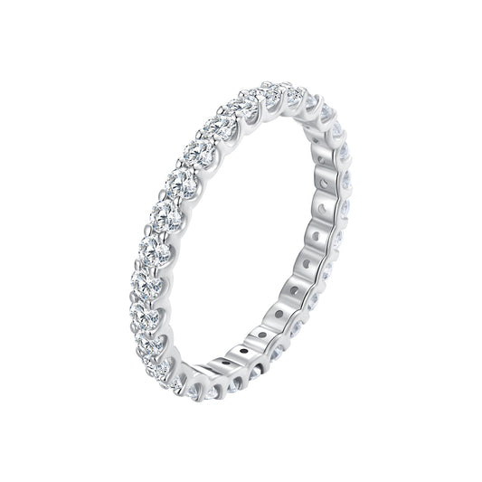 S925 Sterling Silver 2.0mm Moissanite Ring Size 9 for Women