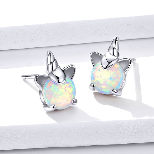 S925 Sterling Silver Earrings with Translucent Opal