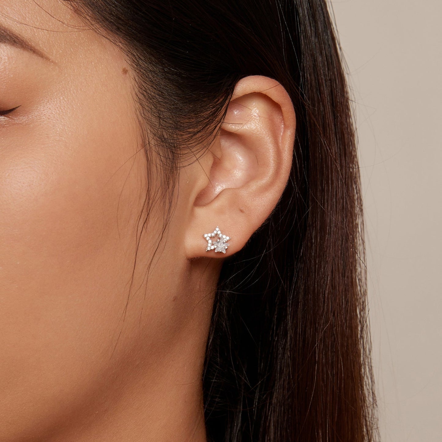 925 Sterling Silver Earrings 9x9mm with Pavé Setting CZ for Women