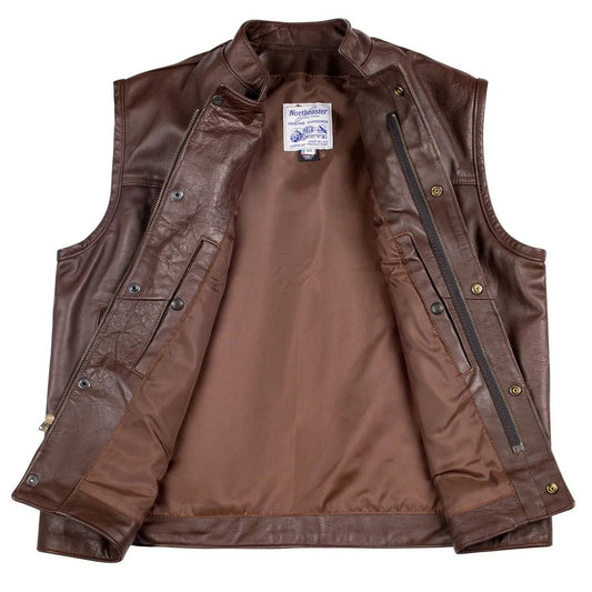 Beck® Men's 566 Brown Horsehide Leather Motorcycle Vest
