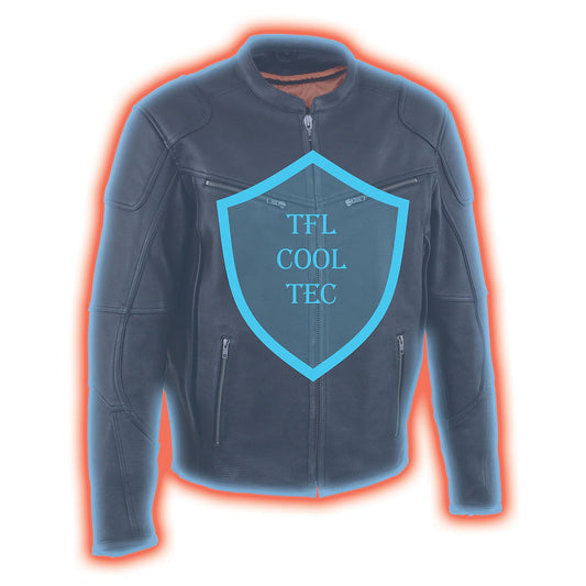 Milwaukee Leather MLM1502 Men's Black Premium Leather Vented Motorcycle Biker Jacket w/ Cool-Tec Leather Treatment Tech