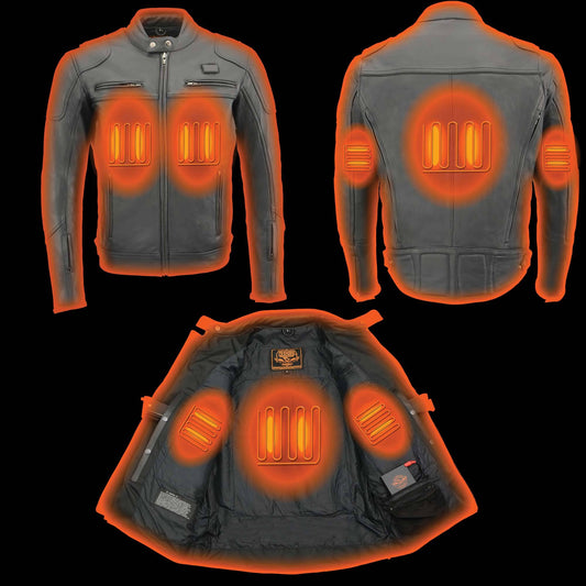 Milwaukee Leather MLM1526 Men's Stay Cool Black Premium Leather Sporty Motorcycle Jacket w/ Cool-Tec Leather Treatement