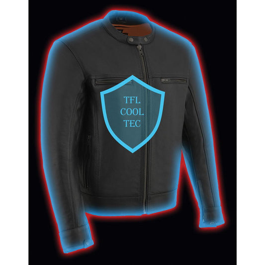 Milwaukee Leather MLM1551 Men's Black Lightweight Premium Leather Motorcycle Jacket w/ Cool-Tec Leather Treatement