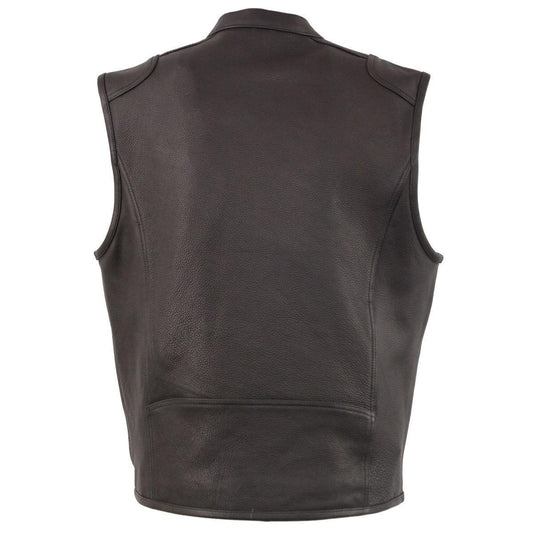 Milwaukee Leather MLM3502 Men's Black Premium Leather Motorcycle Rider Vest with Cool-Tec Leather Treatment Tech