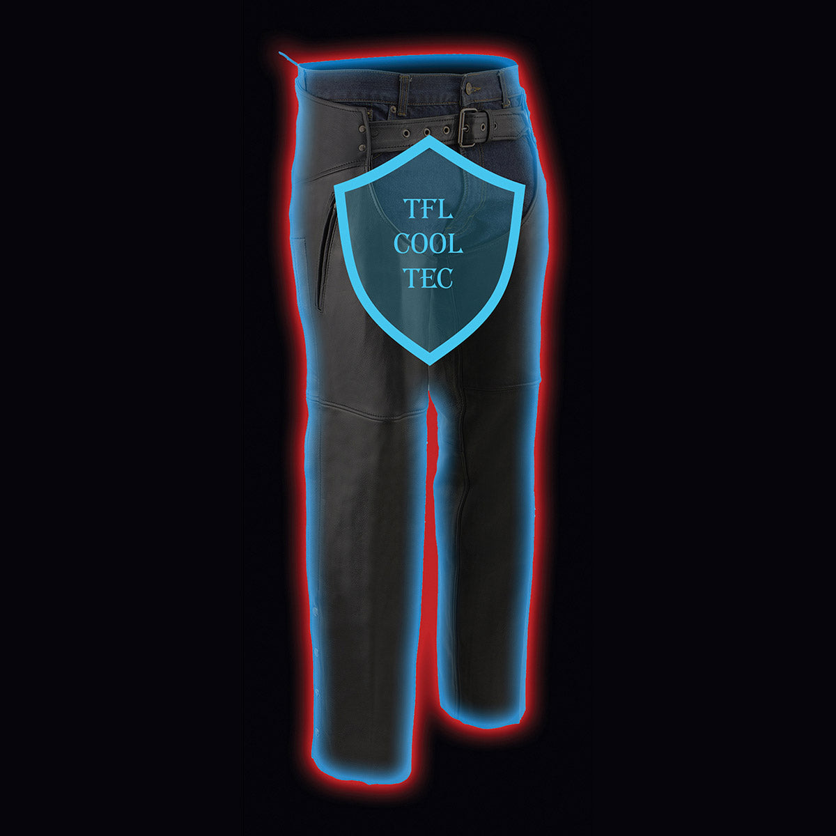 Milwaukee Leather MLM5502 Men's Black Premium Leather Motorcycle Rider Chaps w/ Cool-Tec Leather Treatment