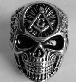 Stainless Steel All Seeing Eye Skull Face Biker Ring