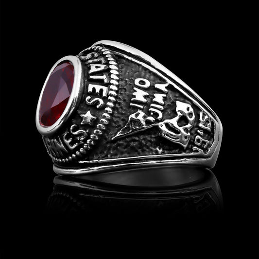 United States Military Red Stone Women's Marine Corp Ring