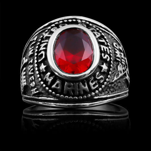 United States Military Red Stone Women's Marine Corp Ring