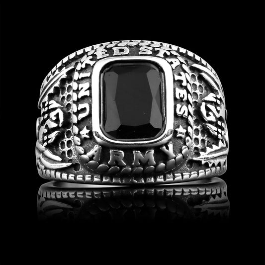 United States Military Black Stone Army Ring