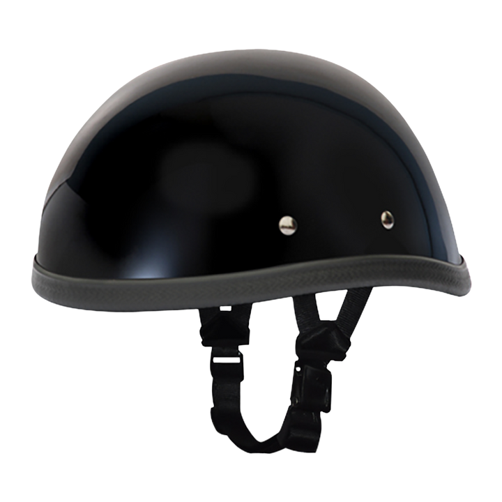 Novedad Eagle Black - Casco de motocicleta de perfil bajo sin DOT