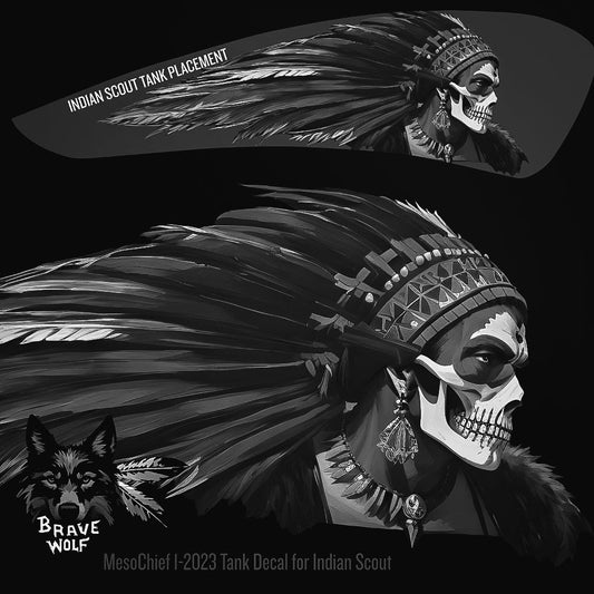 MesoChief 1-2023 - Indian Scout Tank Decal-B&W