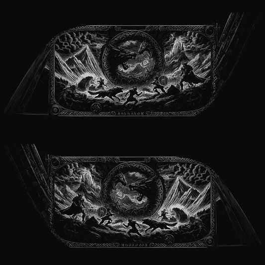 Ragnarok - New Style Indian Saddlebag Decal Set - B&W