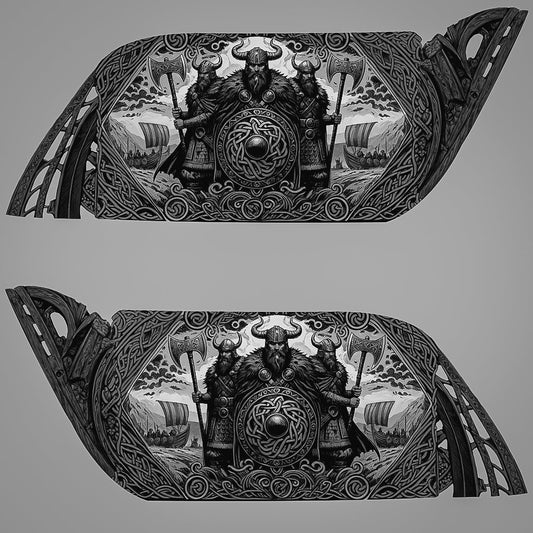 Vikings - New Style Indian Saddlebag Decal Set - B&W