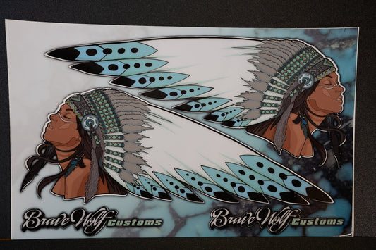 CLEARANCE-Indian Girl Warbonnet - Skystone-Gloss
