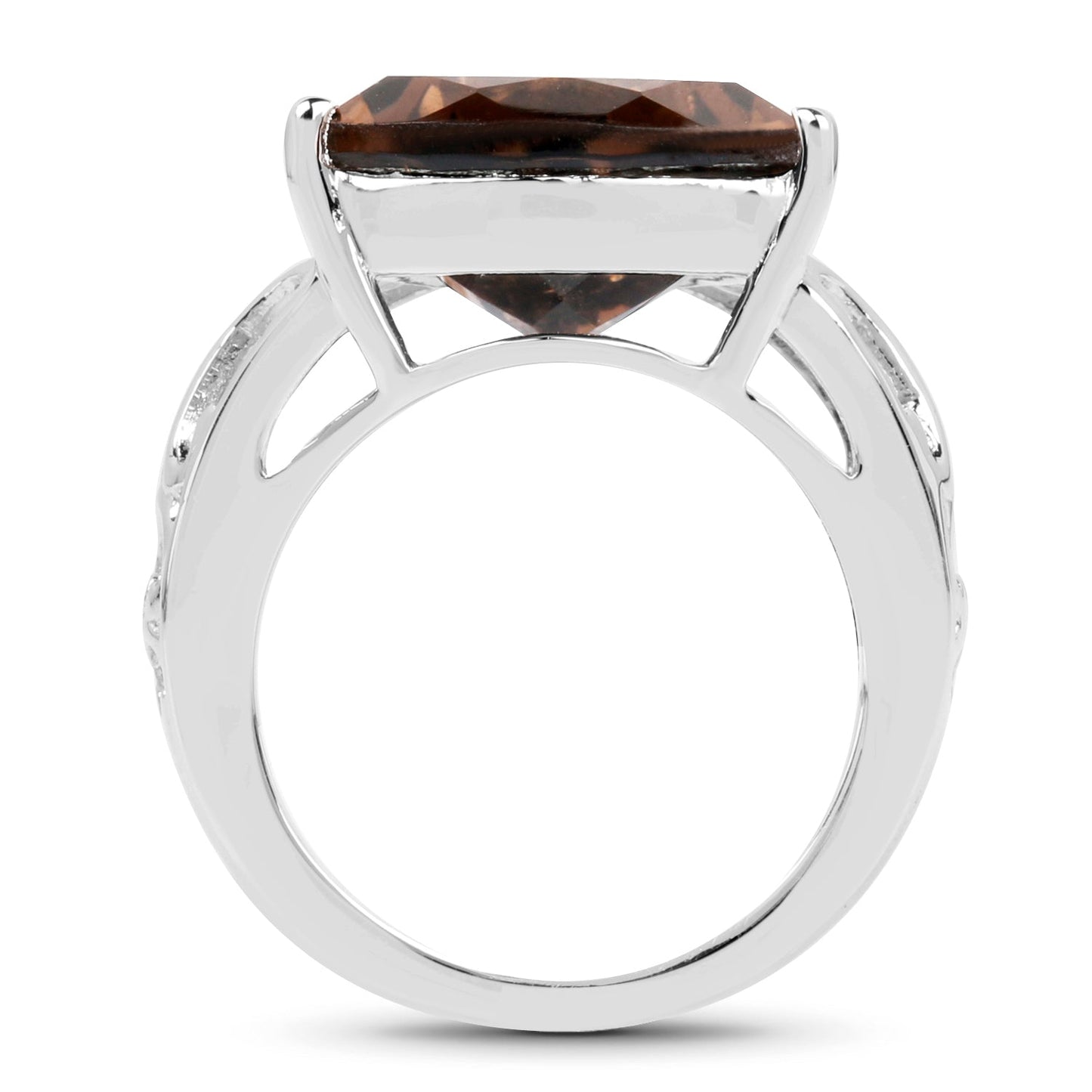 6.91 Carat Genuine Smoky Quartz .925 Sterling Silver Ring