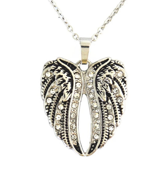 SK2601 Ladies Bling Wing Pendant With Necklace 19" Stainless Steel Motorcycle Jewelry