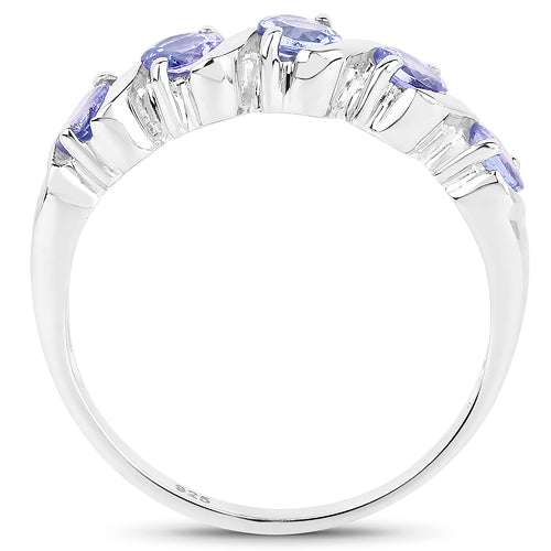 1.15 Carat Genuine Tanzanite .925 Sterling Silver Ring