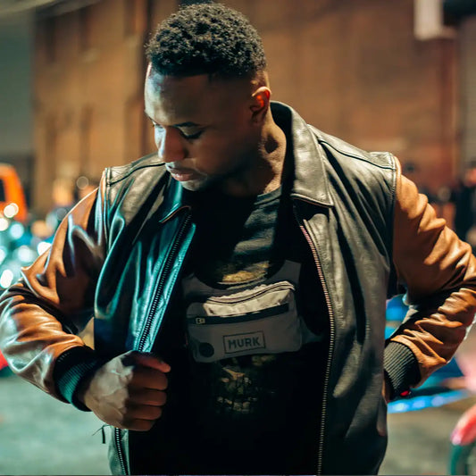 Moto Bomber Two Tone - Men's Leather Jacket Cognac