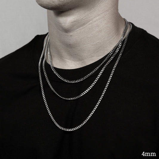 Stainless Steel Diamond Cut Curb Chain Necklace