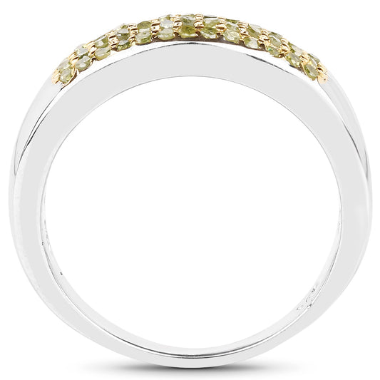 0.22 Carat Genuine Yellow Diamond .925 Sterling Silver Ring