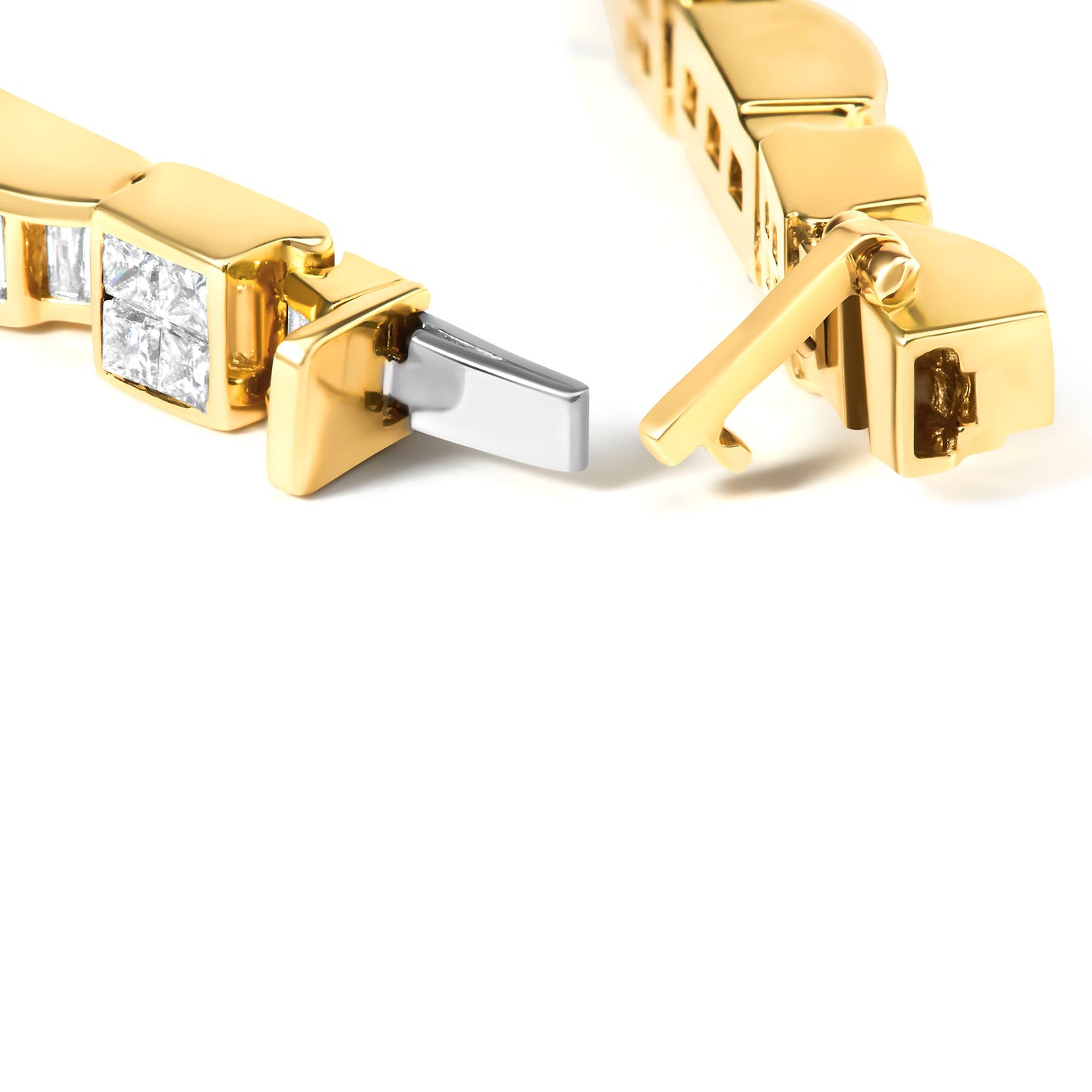 14K Yellow Gold 7.0 Cttw Baguette Cut Diamond Alternating Box and Wave Link Bracelet (G-H Color, VS1-VS2 Clarity) - 7" Inches