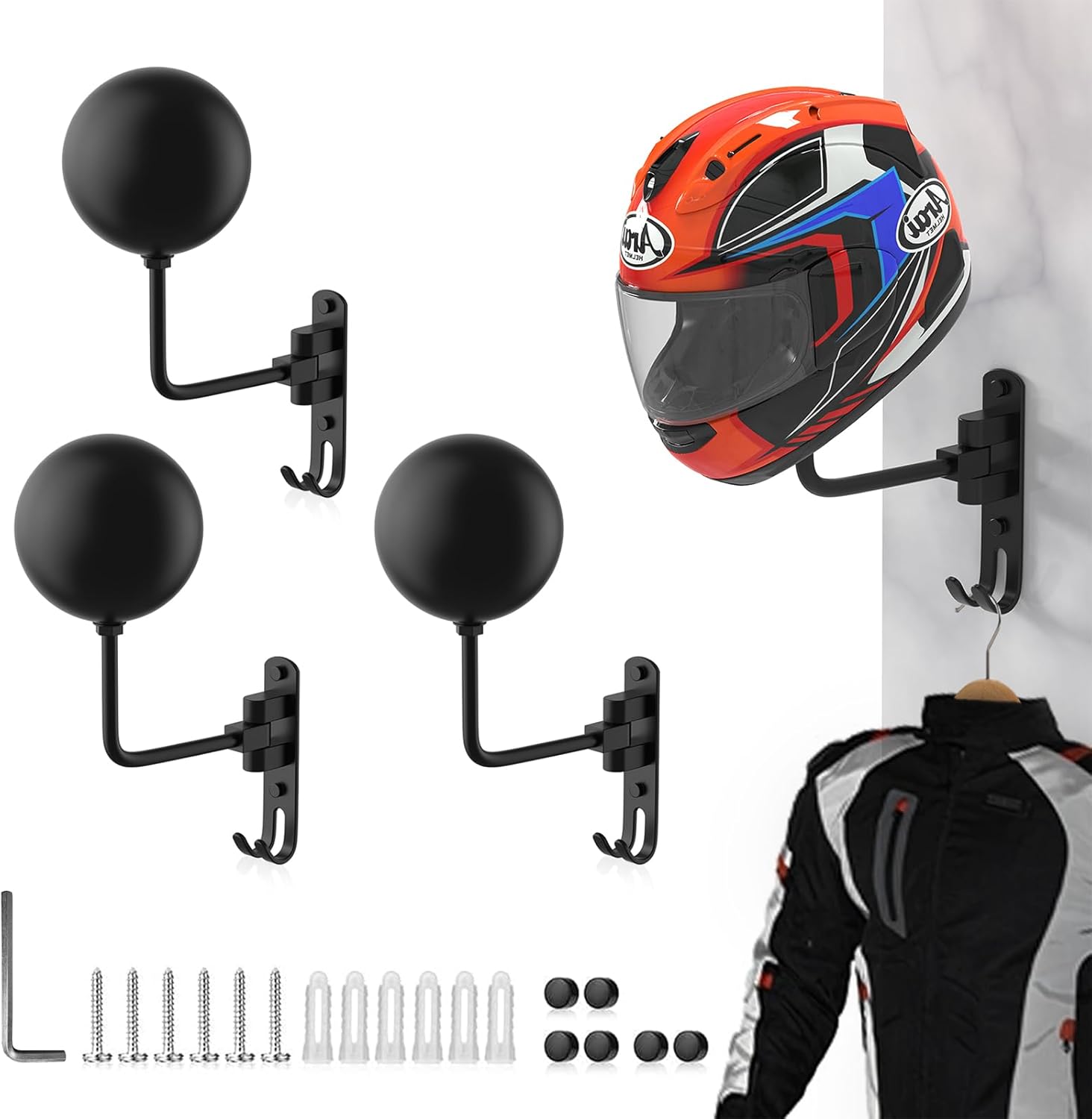 bike helmet wall mount Hanger 180° Swivel Helmet Holder for Motorcycle Gear – Valiant Biker Color:Red EASTINEAR Adult Bike Helmet as well as hats bicycle underwear