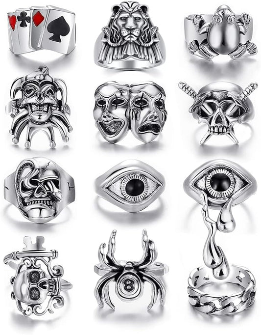 Vintage Silver Biker Ring Sets