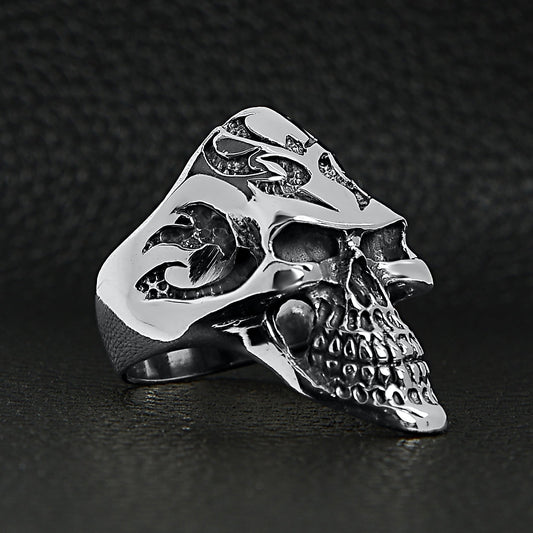 Sterling Silver Flaming Skull Ring
