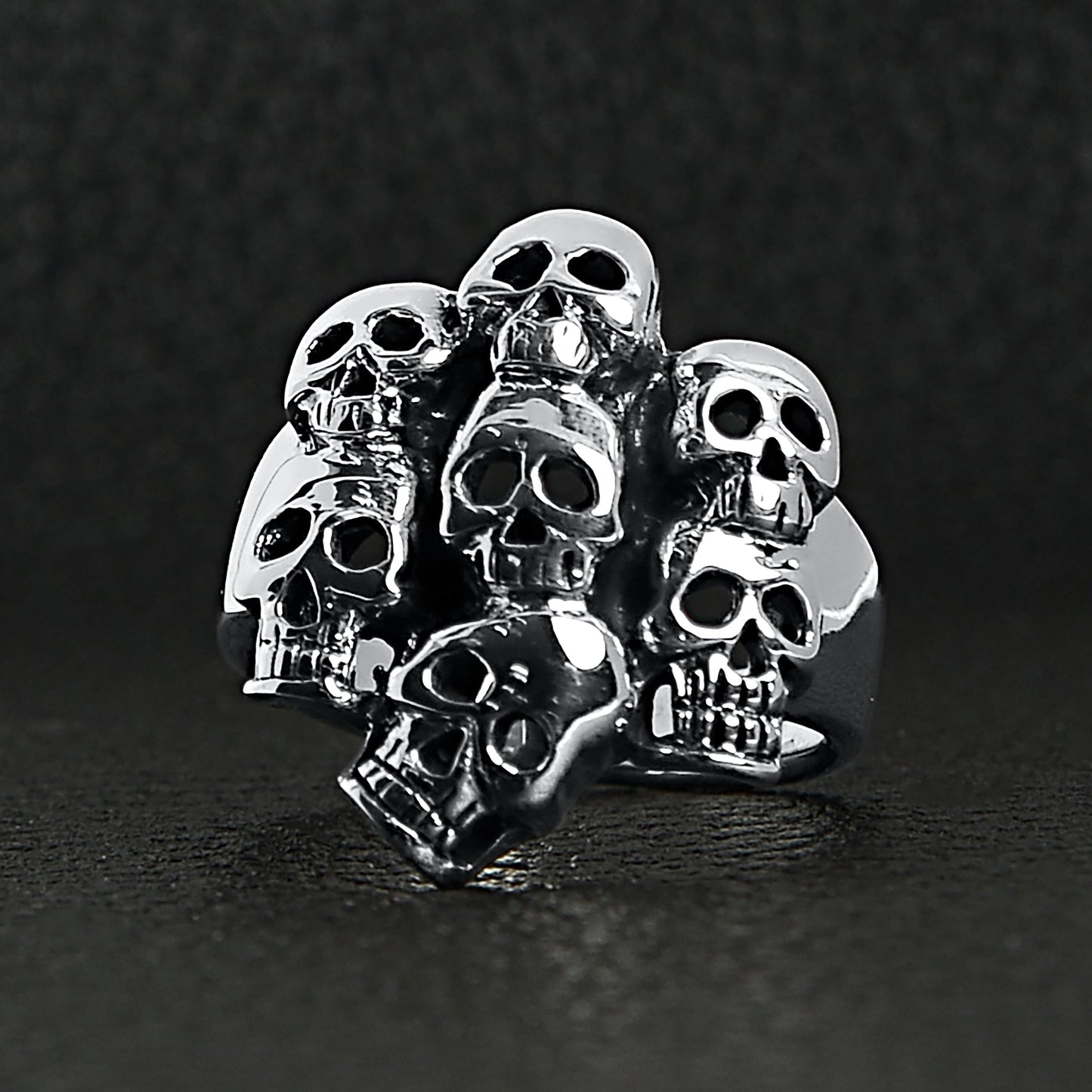 Sterling Silver Skull Pile Ring
