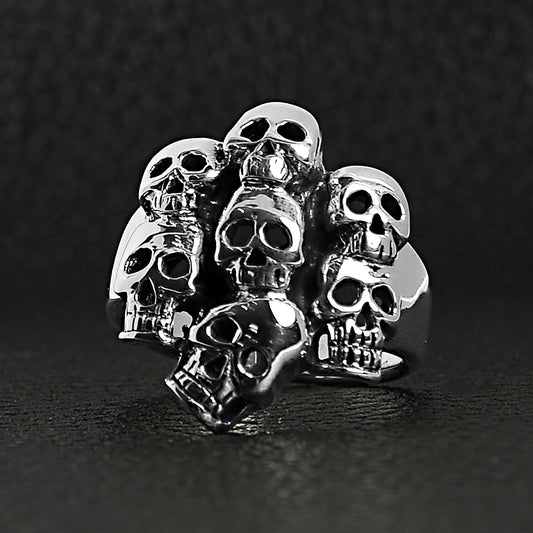 Sterling Silver Skull Pile Ring