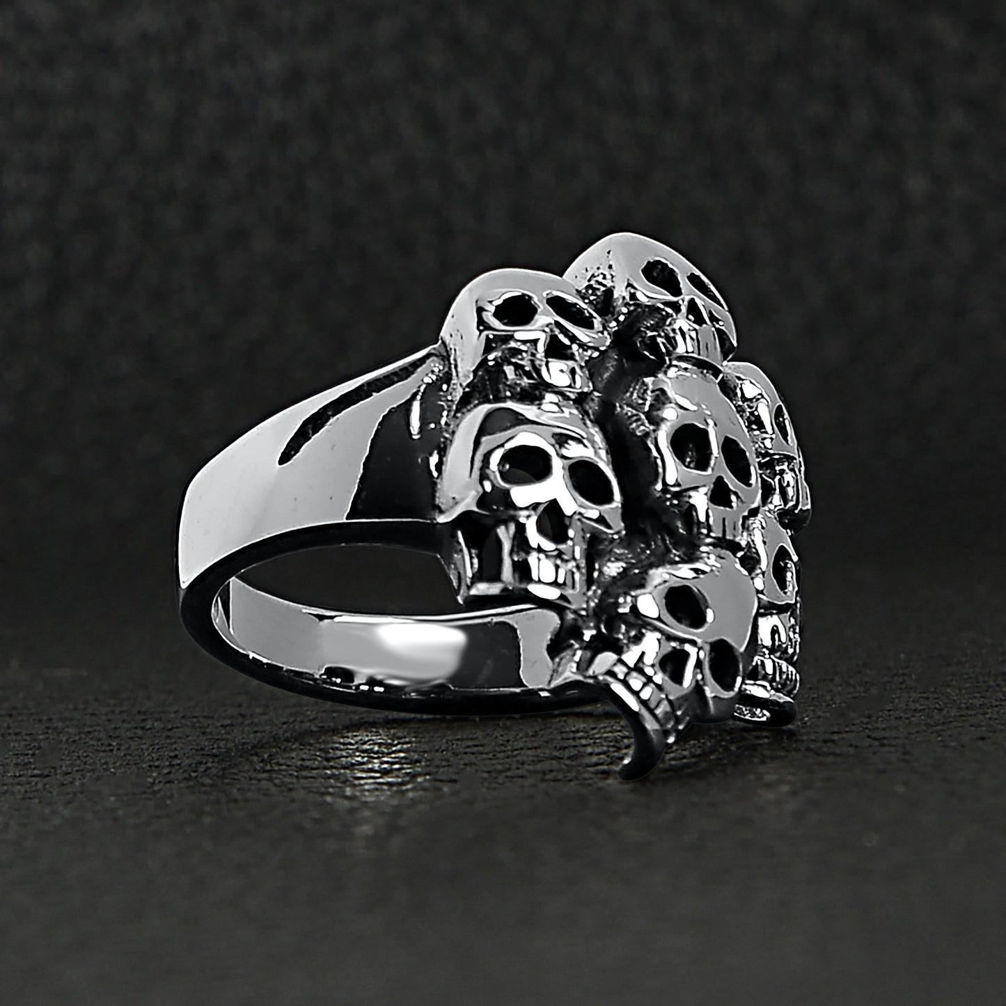 Sterling Silver Skull Pile Ring