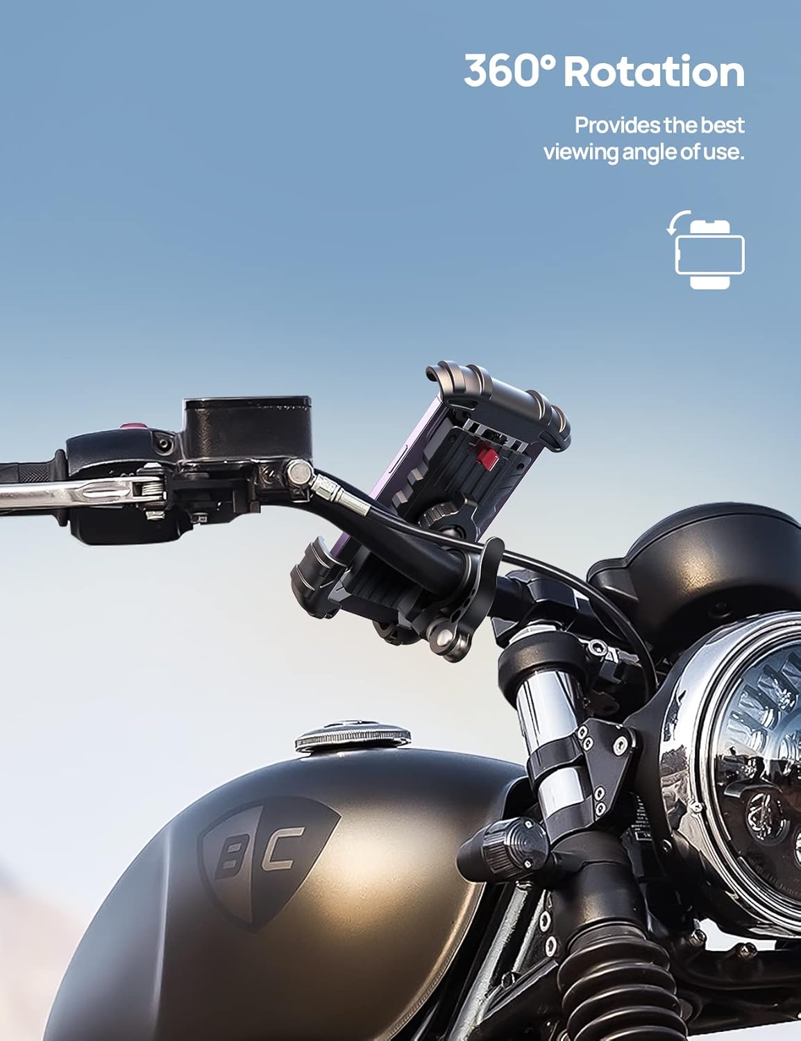 Bike Phone Holder, Motorcycle Phone Mount - for iPhone 15 Pro Max/Plus, 14 Pro Max, S9, S10 and More 4.7" to 6.8" Smartphones