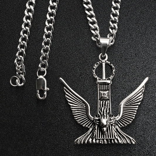 Stainless Steel Large Eagle Curb Chain Necklace