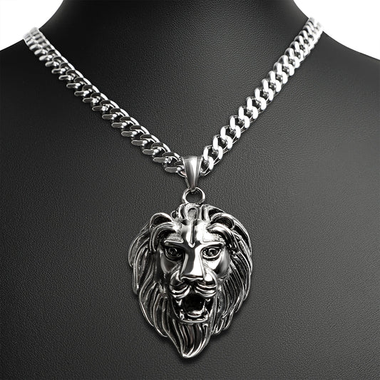 Stainless Steel Roaring Lion Curb Chain Necklace