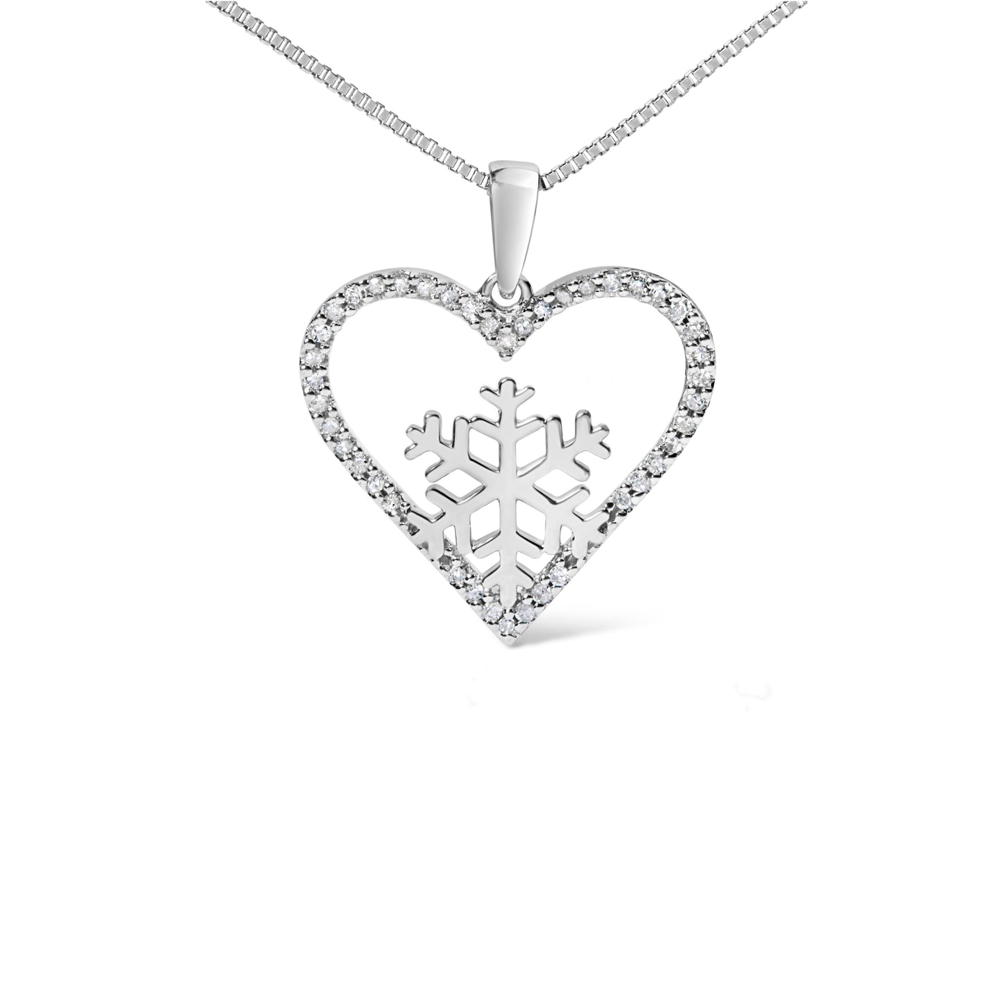 925 Sterling Silver 1/10ct TDW Diamond Heart Pendant Necklace 18"