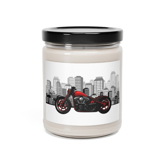 Red Motorcycle Apple Harvest Fall Halloween Scented Soy Candle, 9oz