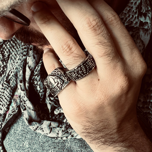 Stainless Steel Stone Wall Cross Ring