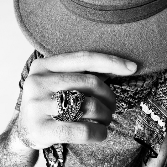 Stainless Steel "Live To Ride" "Ride To Live" Eagle Biker Ring