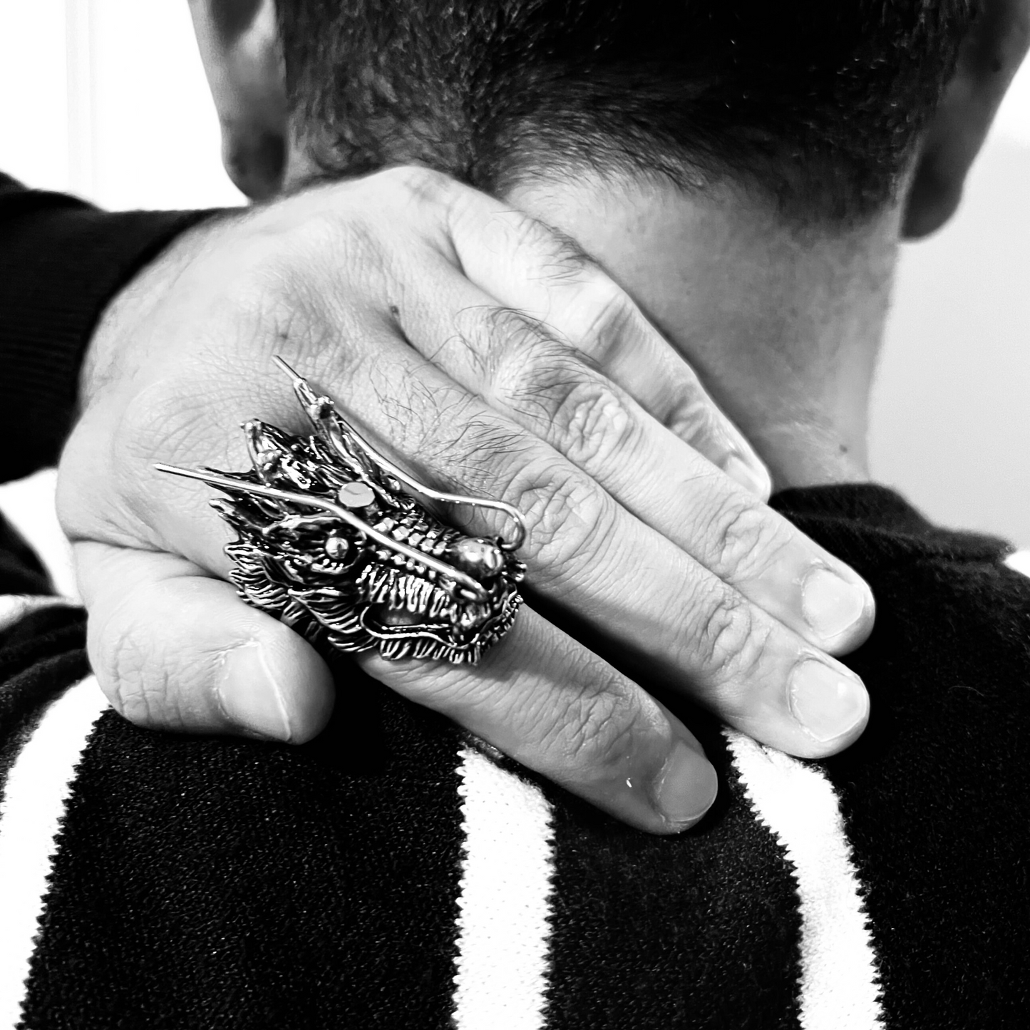 Stainless Steel Eastern Dragon Head Ring