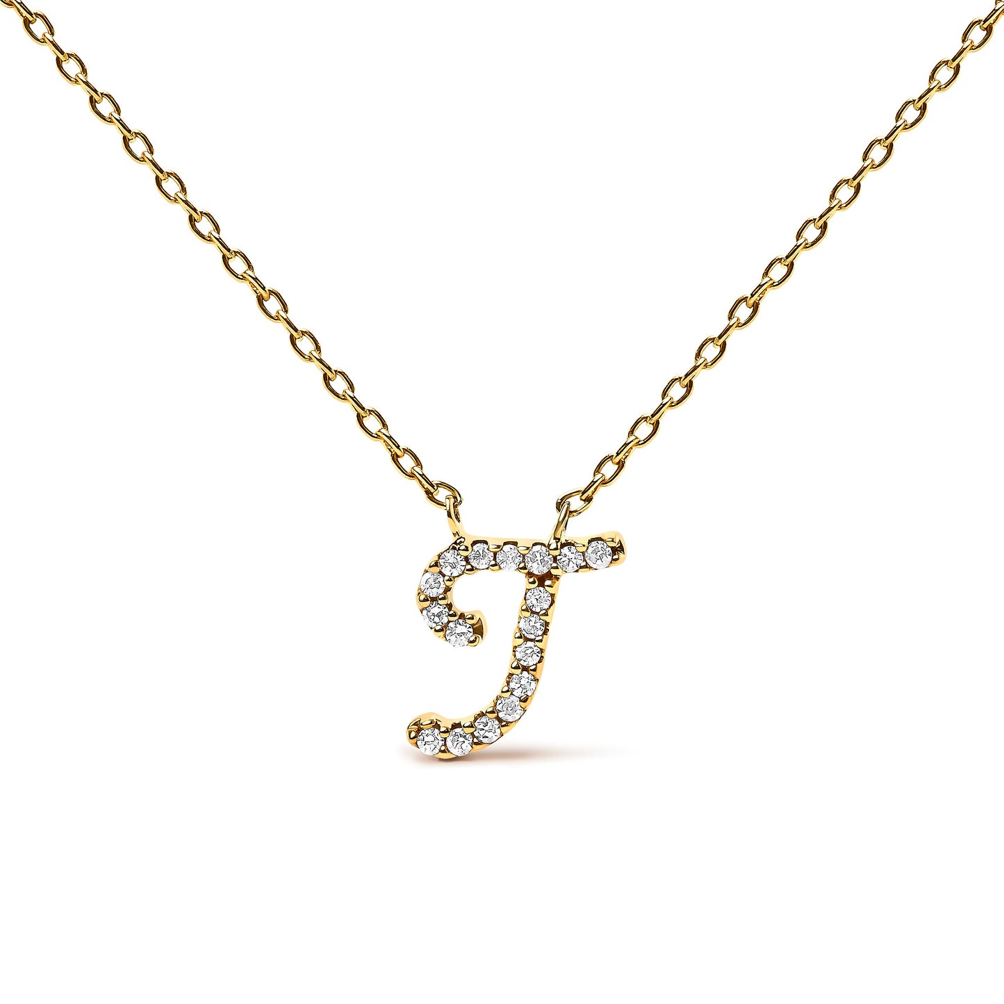 14K White Gold Diamond Accent "A" Initial Script Style Pendant Necklace