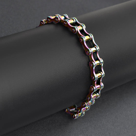 Stainless Steel Rainbow Bike Chain Bracelet