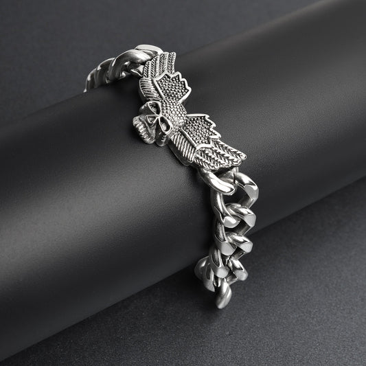 Stainless Steel Skull Wings Bracelet