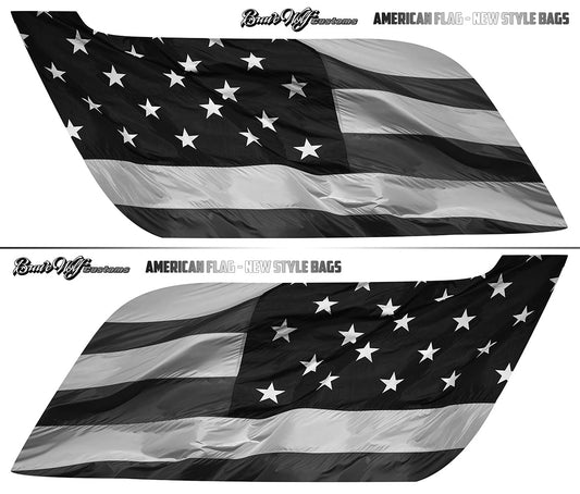 American Flag B&W Decal Set - New Style Indian Saddlebags