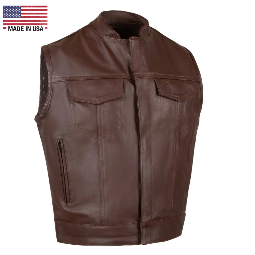 Beck® Men's 566 Brown Horsehide Leather Motorcycle Vest